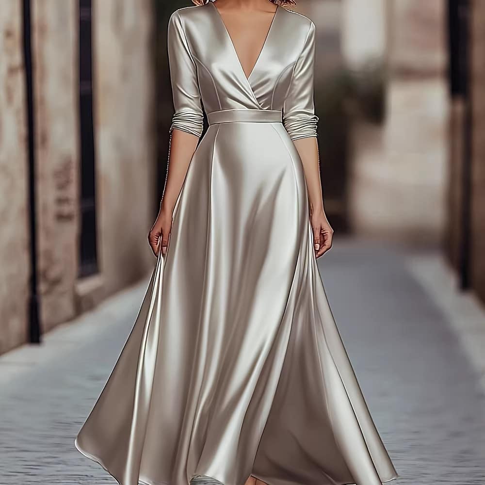 80b3c462-4fea-4f7f-8669-fbc2fc3631ab.jpg French-style Elegant Subtly Luxurious V-neck Dress With A Premium Feel