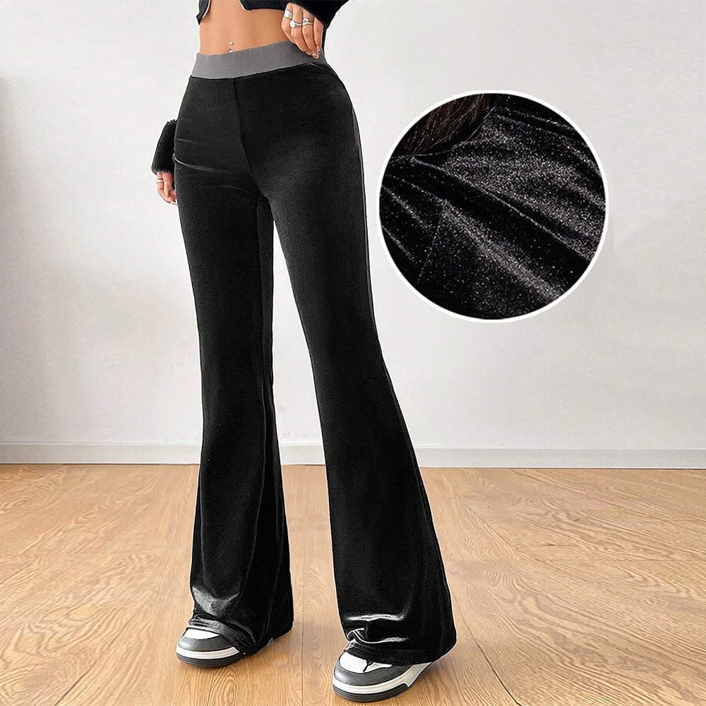 96669438-60db-4697-ac78-b2cf0f4f8553.jpg Women's Simple Korean Velvet Casual Pants High-Waisted Slim Fit Elastic Waist Wide-Leg Trousers For AutumnWinter