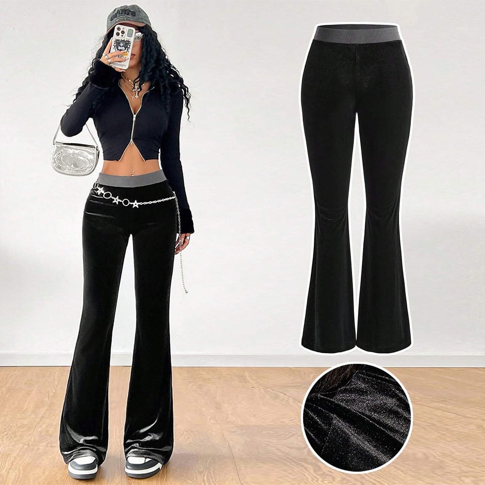 c2878a70-ecfd-4a80-970e-012390d2639d.jpg Women's Simple Korean Velvet Casual Pants High-Waisted Slim Fit Elastic Waist Wide-Leg Trousers For AutumnWinter - Image 6