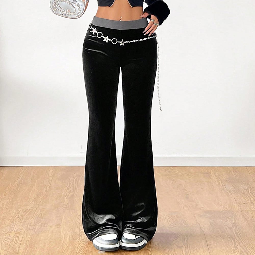 ea17e29b-7ae8-4bd7-85f1-b56e325010e3.jpg Women's Simple Korean Velvet Casual Pants High-Waisted Slim Fit Elastic Waist Wide-Leg Trousers For AutumnWinter - Image 2