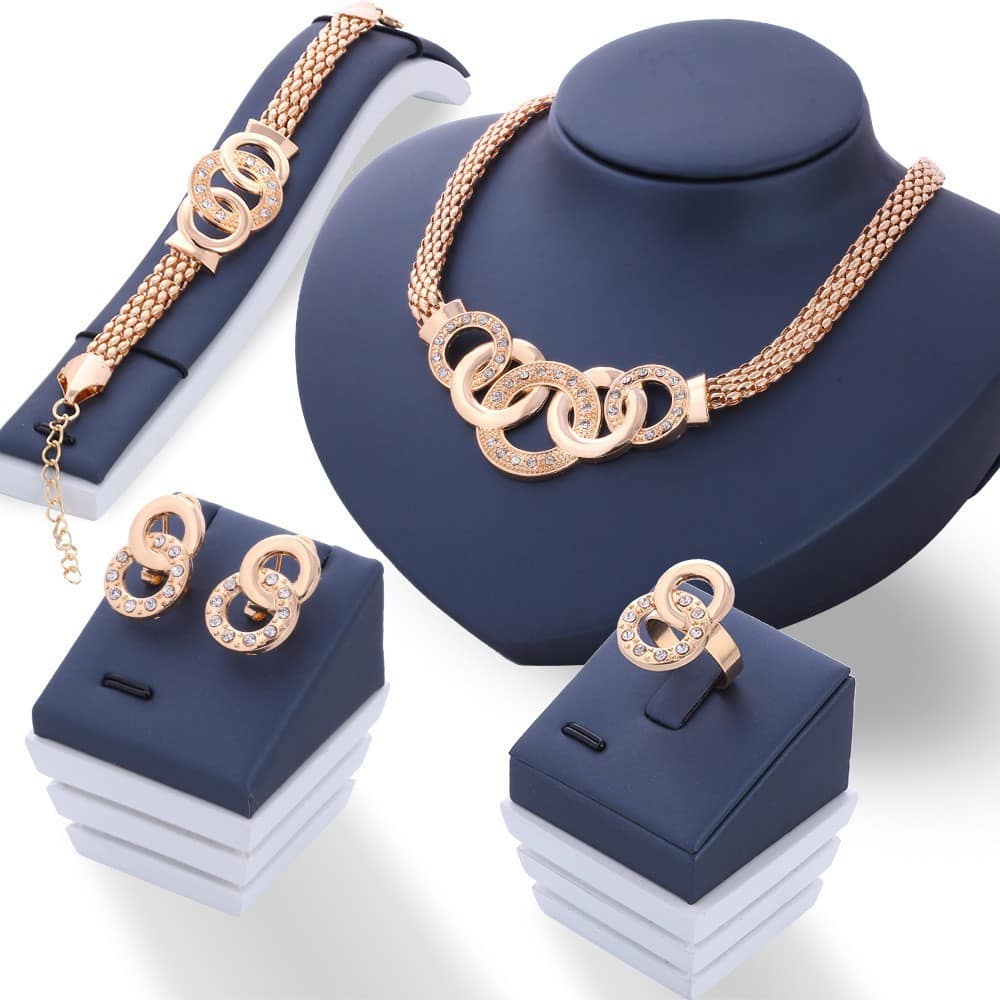287eb7d8-5400-49dc-8575-f357651ce26e.jpg Retro Exaggerated Five-ring Jewelry Necklace Ear Stud Bracelet Ring Suit - Image 2