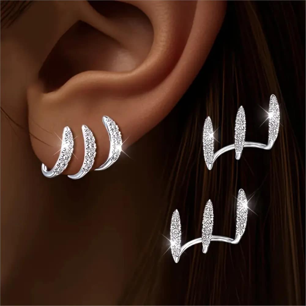 65d33185-80eb-4d0b-8657-5a5831f6ec6c.jpg Fashionable Geometric Earrings With Three-Prong Zircon Studs For Women - Image 4