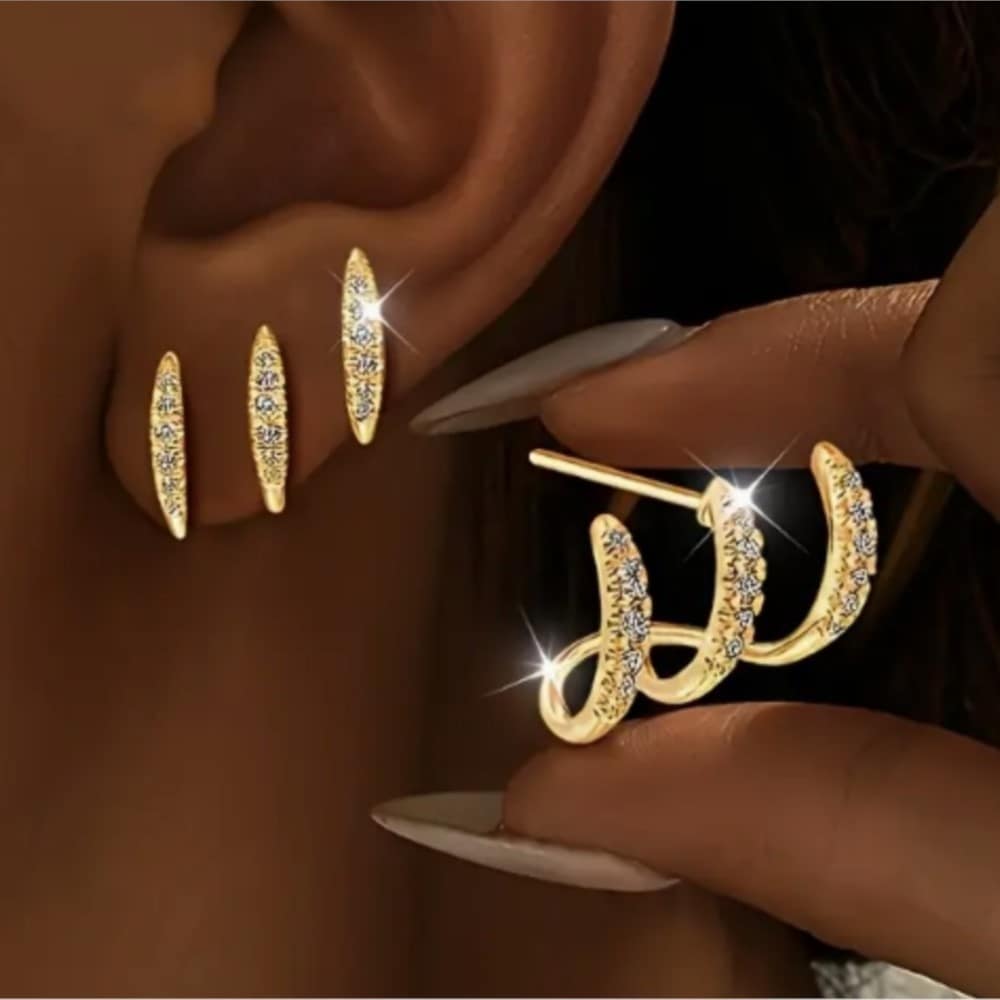 760ac4ca-5a69-4e99-8d85-73d750fa31af.jpg Fashionable Geometric Earrings With Three-Prong Zircon Studs For Women - Image 3