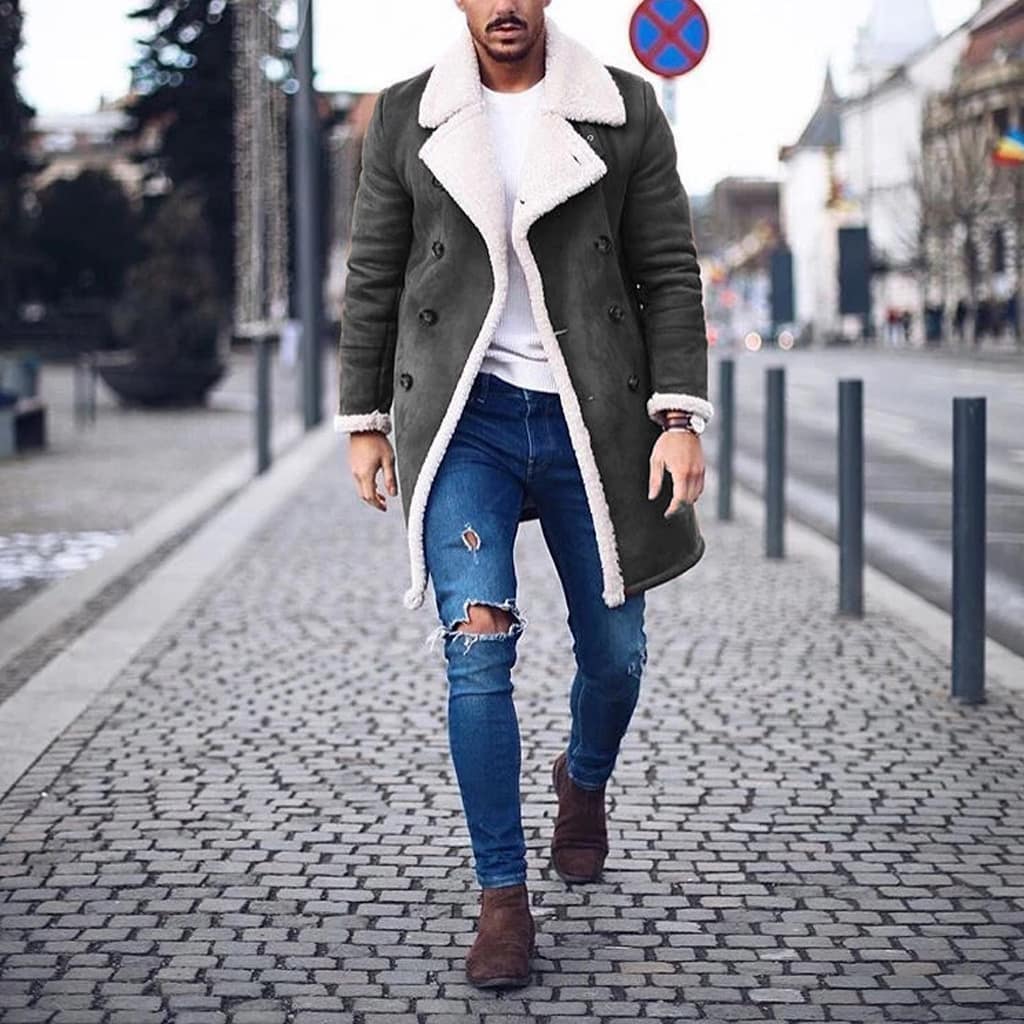 1203136669680.jpg Men's Warm Coat Solid Color Long Sleeve Trench Jackets. - Image 3
