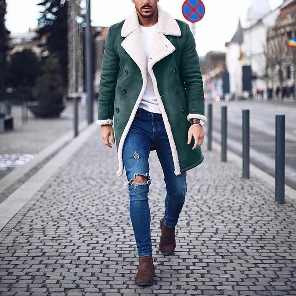6579595838816.jpg Men's Warm Coat Solid Color Long Sleeve Trench Jackets. - Image 5