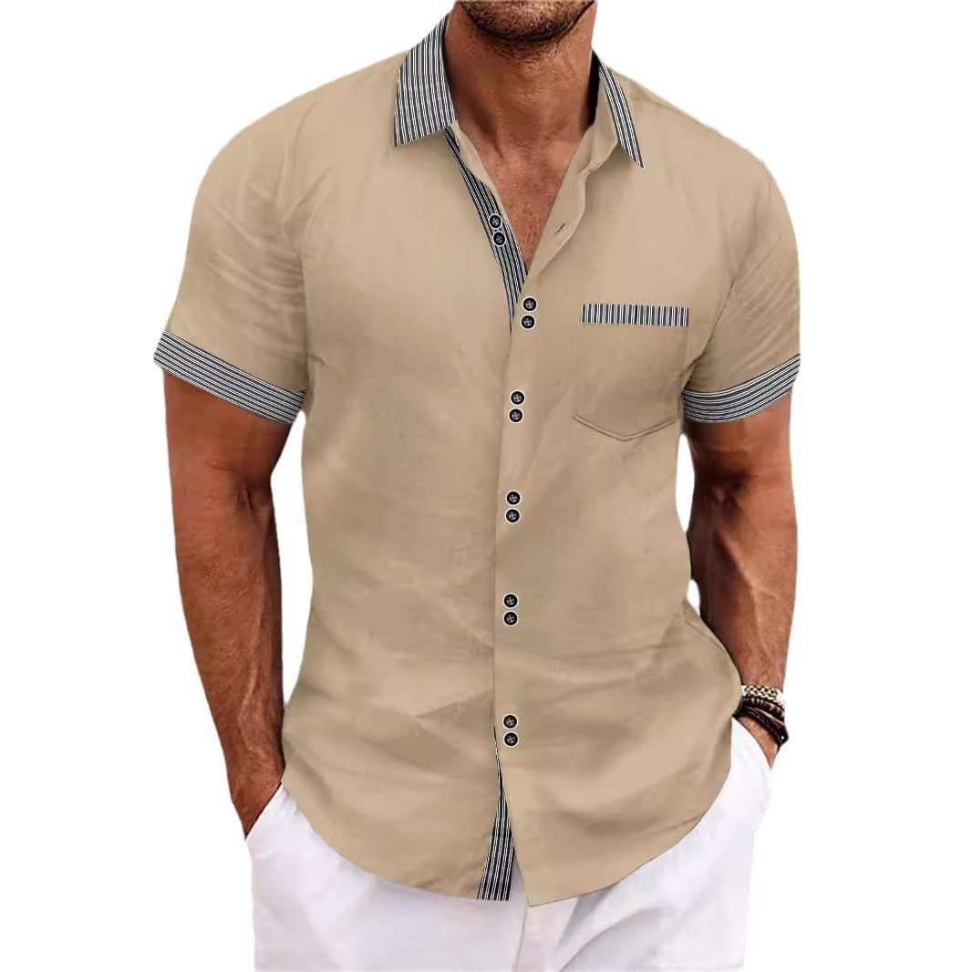 2d25cbb5-f8c5-4618-8ed0-0c4cefa65856.jpg Striped Double Button Short Sleeve Casual Shirt - Image 10