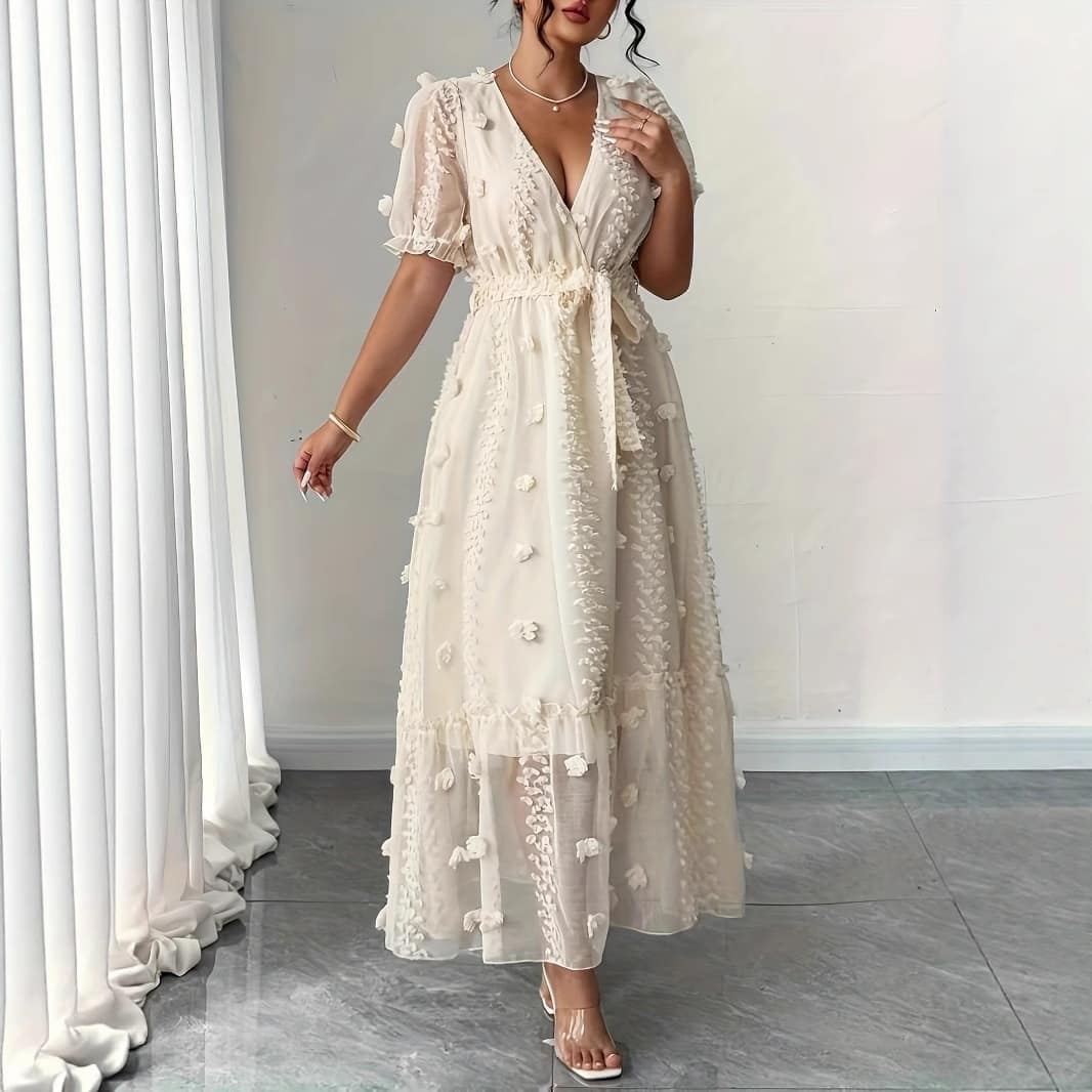 96897107-b159-4430-aa23-c58e4b699bd9.jpg Womens Embroidered Halterneck Backless Split Dress - Image 2