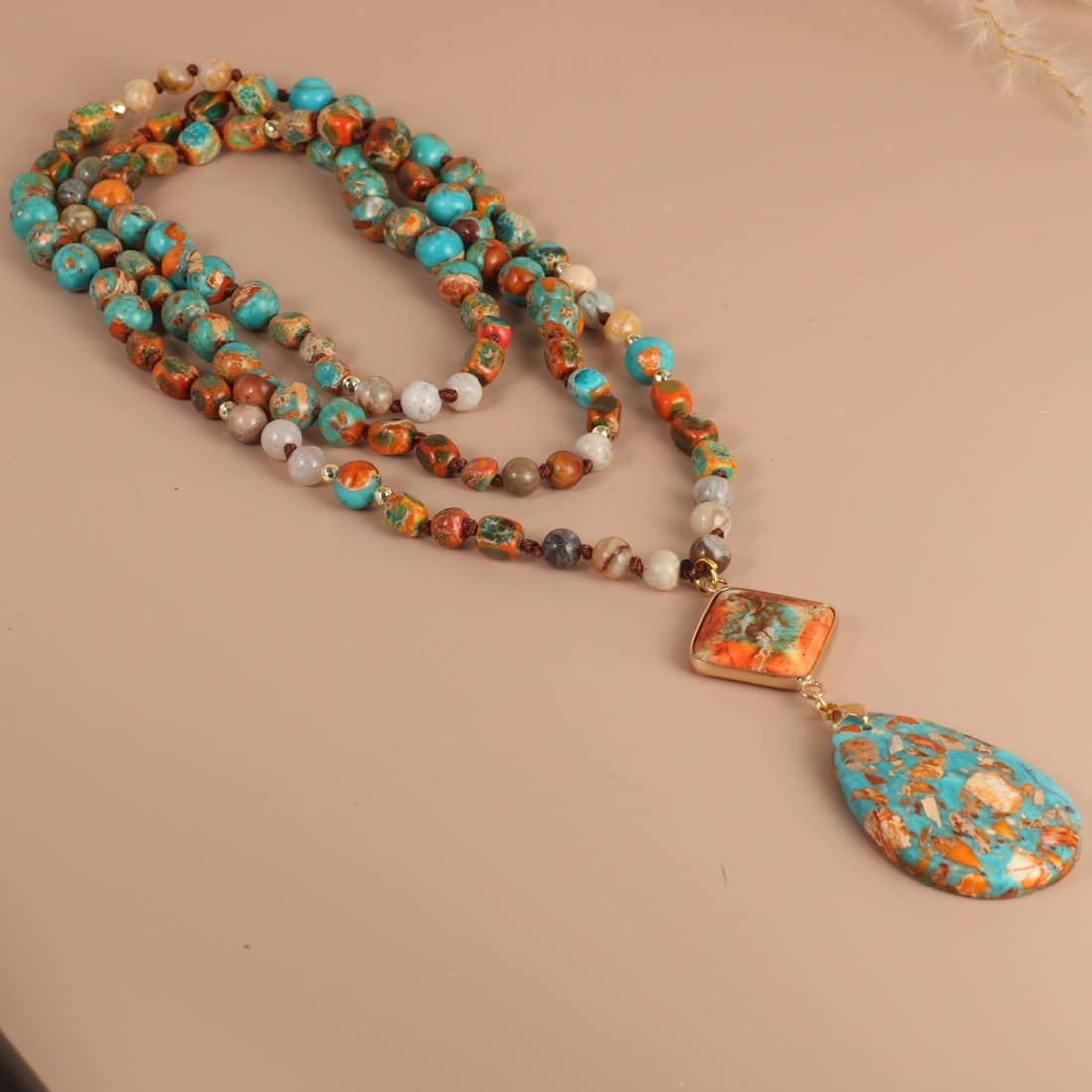 Water Drop Pendant Tassel Necklace Yoga