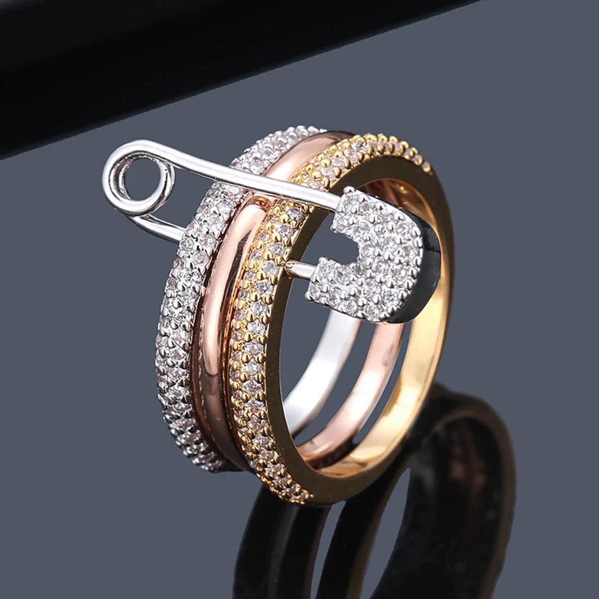 Three Layers Designer Fashion Ring R7393
