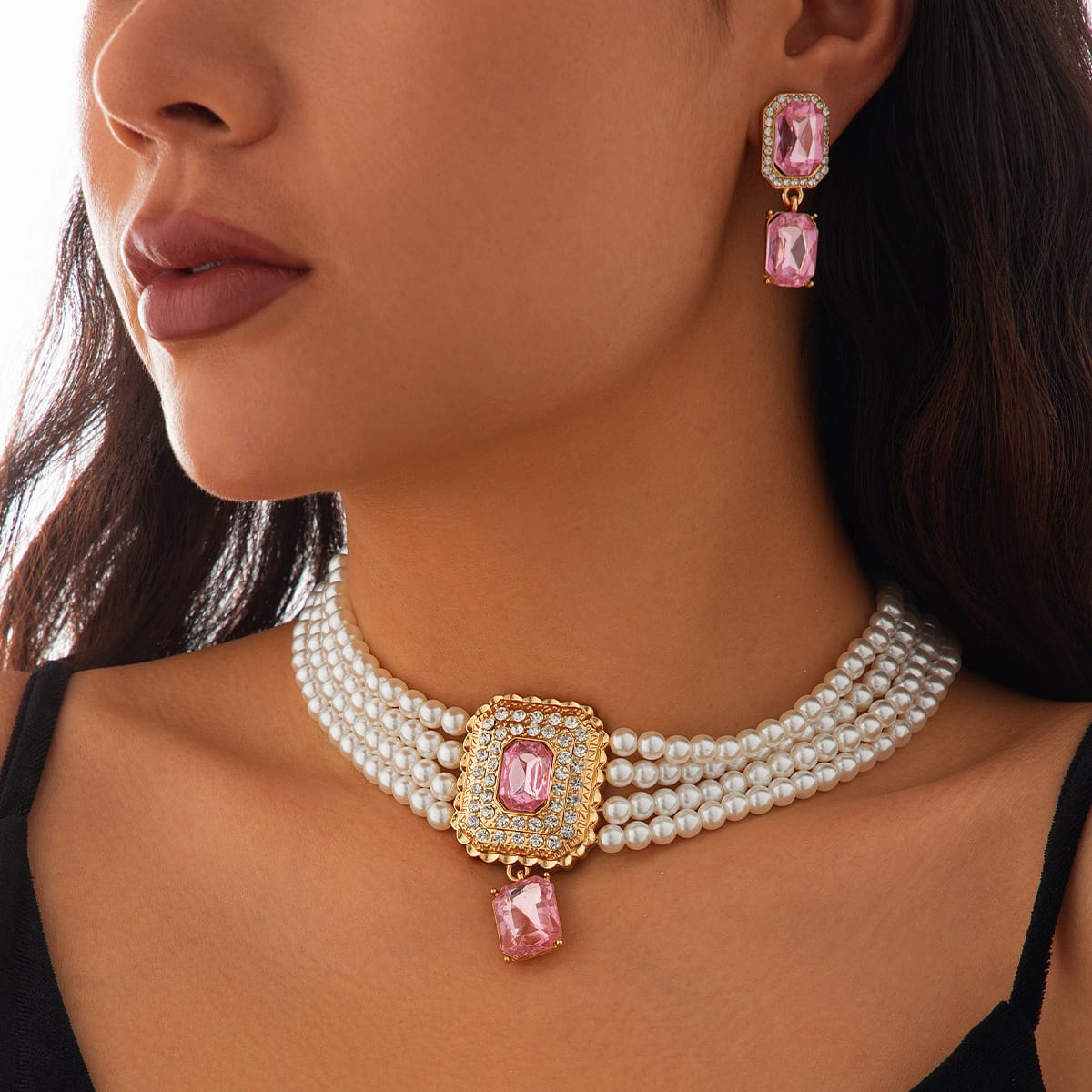 dd326337-ba76-43cb-a526-6292c6519648.jpg Fashion Sense Pearl Necklace Suit Geometric - Image 2