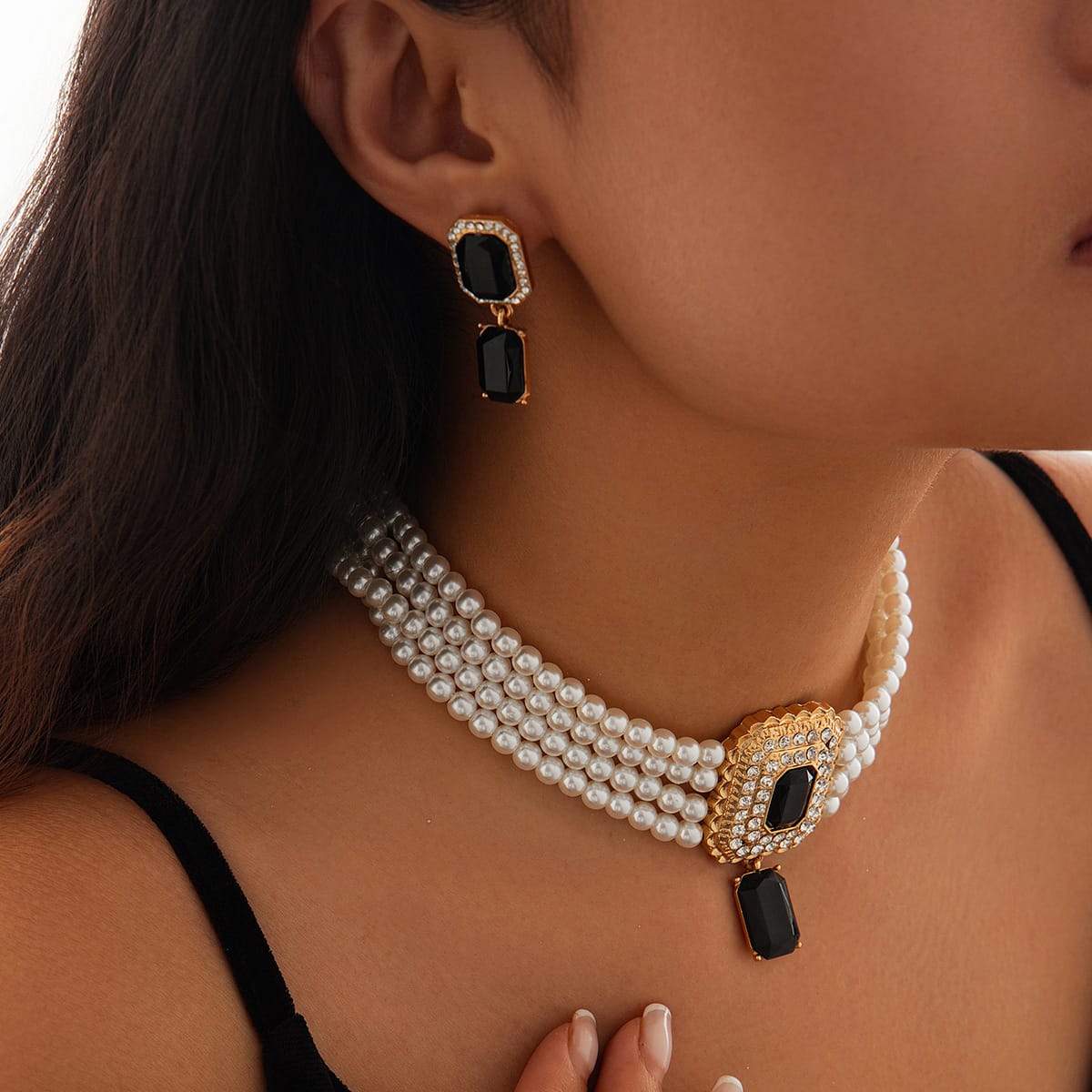 ece465be-b7d9-490a-87b4-0ace426489d7.jpg Fashion Sense Pearl Necklace Suit Geometric - Image 9