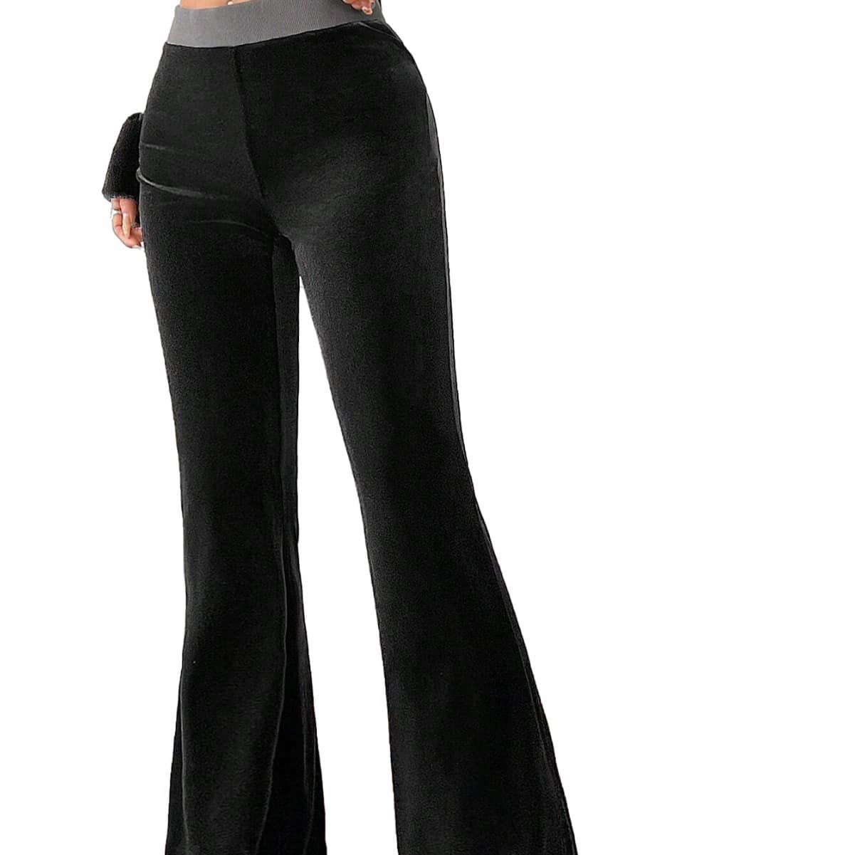 5fad6b85-6ba9-4bd1-931c-68611f7c551f.jpg Women's Simple Korean Velvet Casual Pants High-Waisted Slim Fit Elastic Waist Wide-Leg Trousers For AutumnWinter - Image 4
