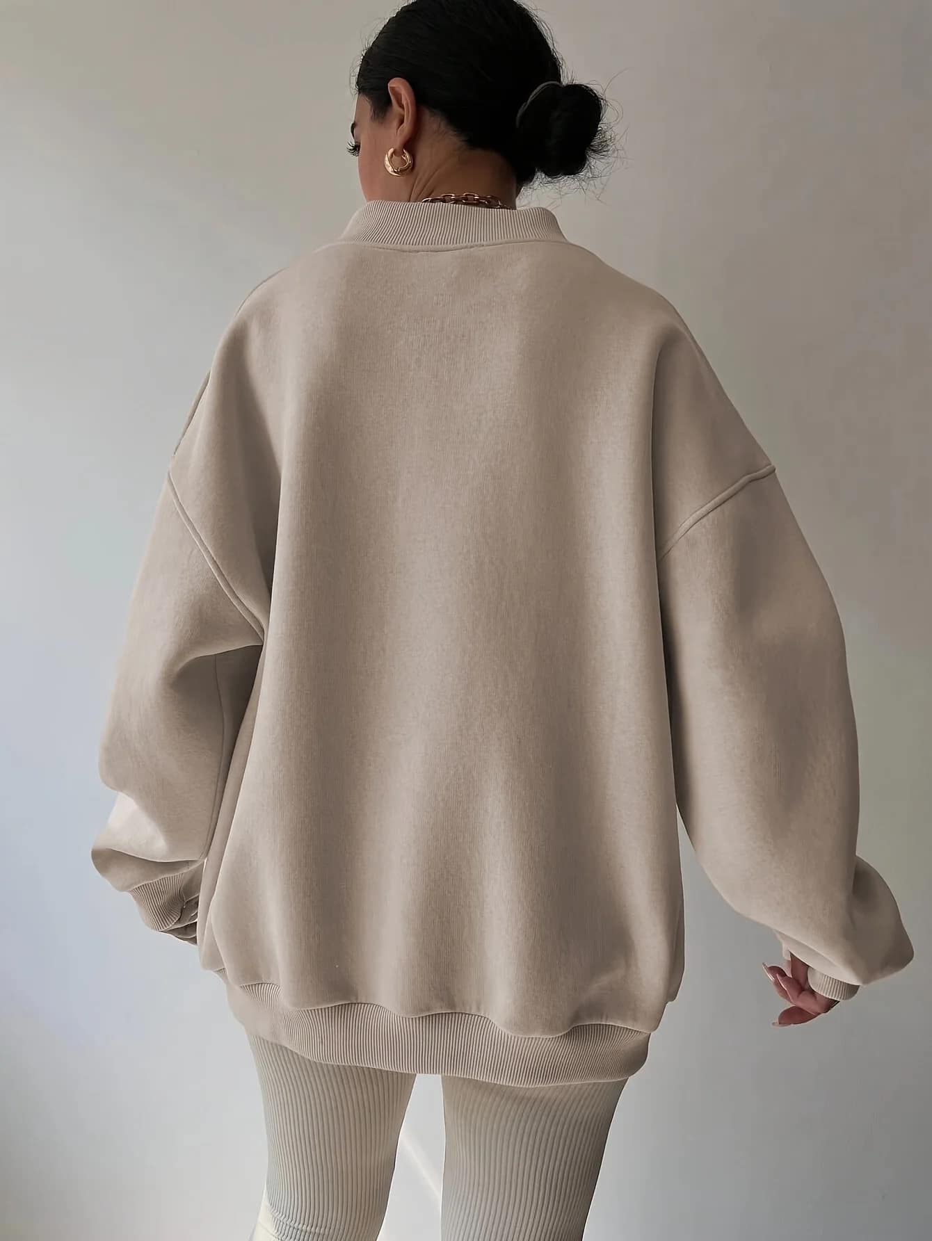 kf-Sd1ced55184344e2780dd3a5e186eb1d0k Cozy Sweatshirt, Long Sleeve V Neck Casual Wear. - Image 2
