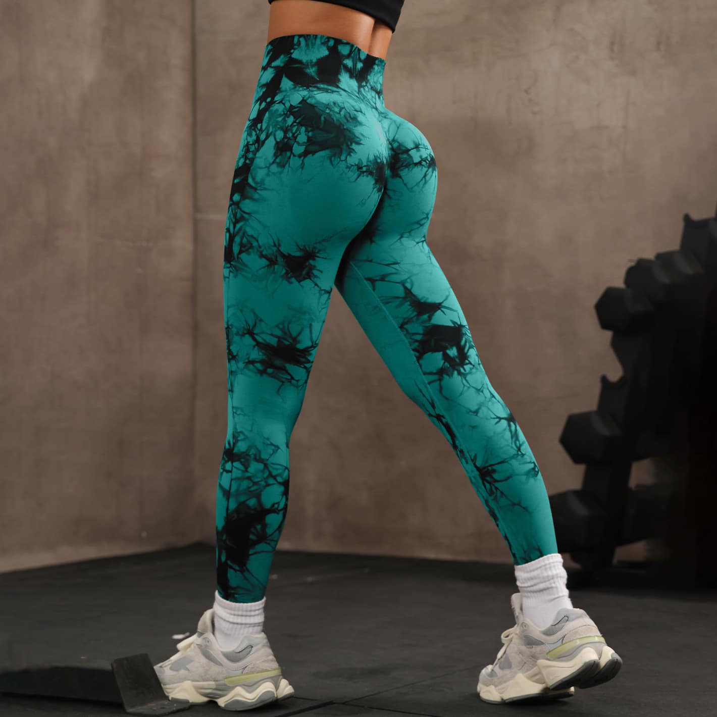 7e31d942-0ca9-49ae-b659-5c37df06723b.jpg High Waist Tight Yoga Pants Tie-dye Breathable Workout Pants - Image 5