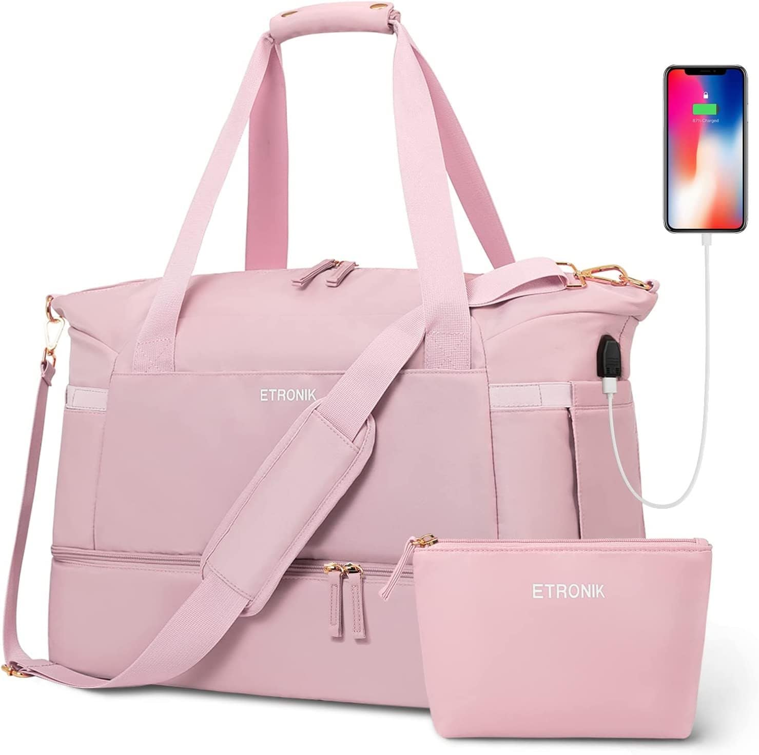 Fitness Bag, Travel Bag, Sports Luggage Bag With USB Charging Port