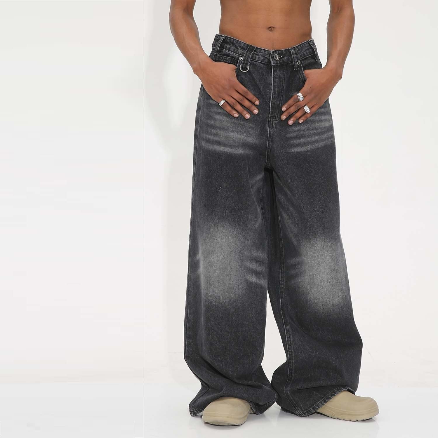 92d6e991-3842-456c-ab3f-b7247755c405.jpg Washed Vintage Straight Wide-leg Pants Mopping Floor Denim - Image 5
