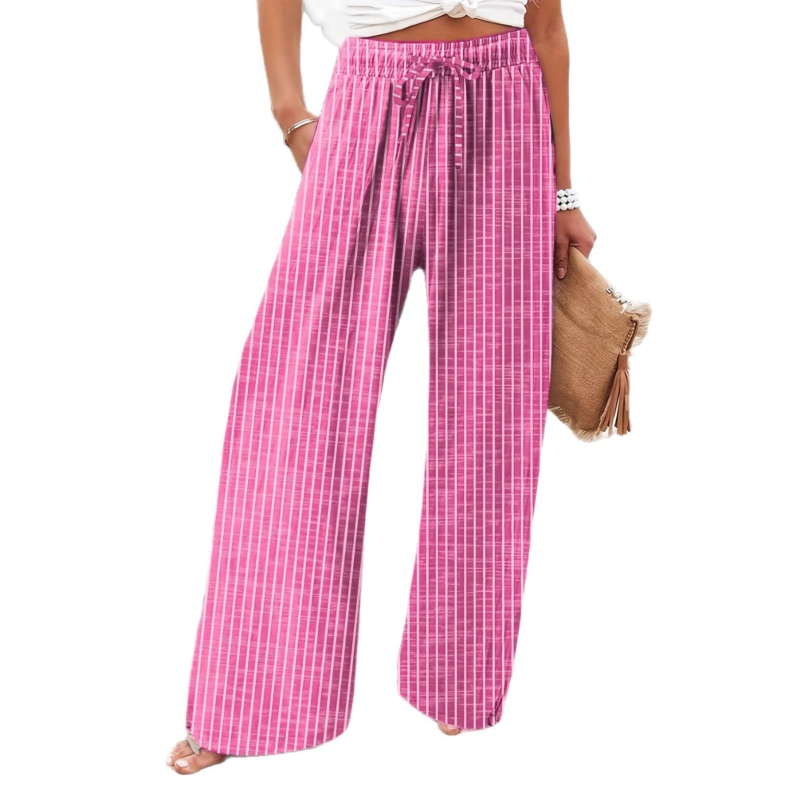 6b4e9868-9471-4a74-bc00-126fc3998e55.jpg Women's Casual Loose-Fit Colorful Striped Pants With Pockets And DrawstringPerfect For Spring Summer And Autumn Beach Vacations - Image 2