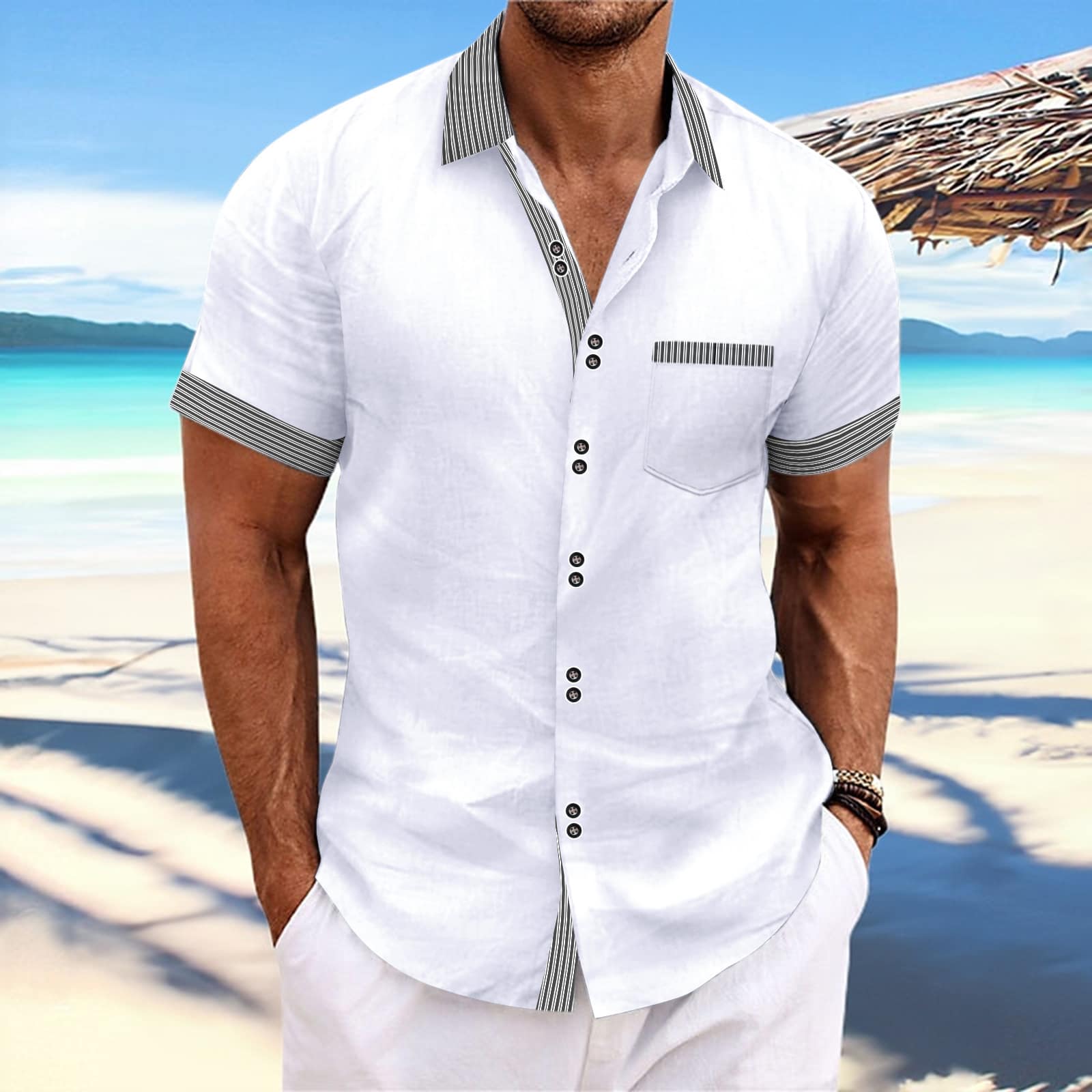 996a8079-ec04-4c2c-ba75-7fdc9db84476.jpg Striped Double Button Short Sleeve Casual Shirt