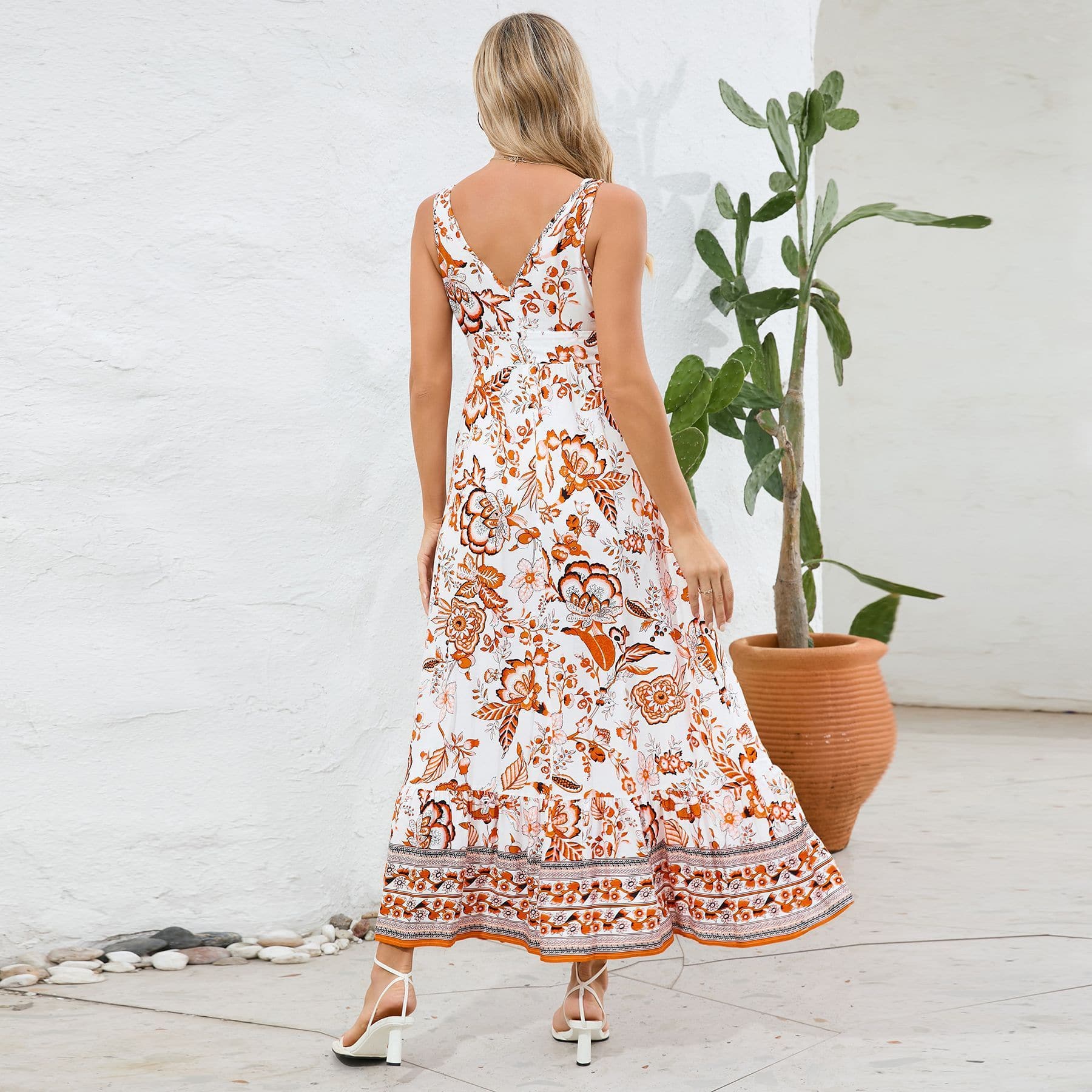 88e007e3-6519-4a3a-84e0-07278a20ba34.jpg Fashion Floral Print V-neck Dress Summer Sexy Slim Fit Sleeveless Long Dress - Image 9