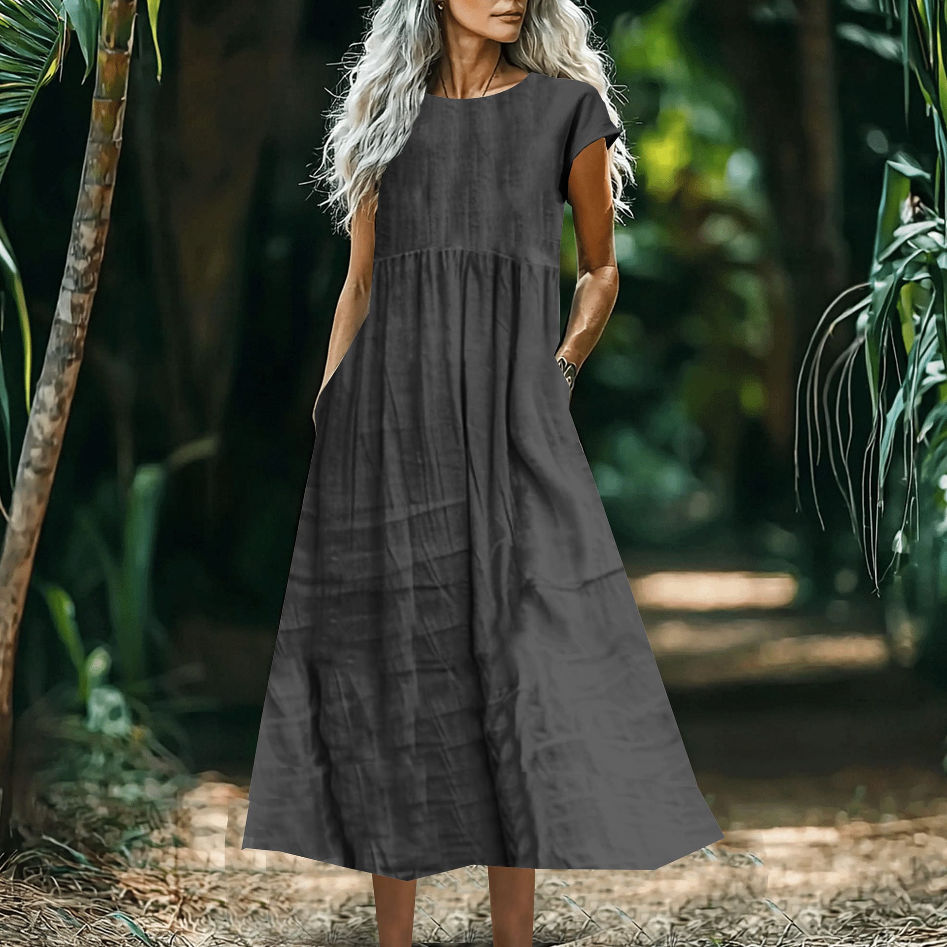 e924dc1b-b30d-40c5-9ed7-23ae9fc42a21.jpg Solid-Color Loose-Fitting Cotton-Linen Dress With Pockets - Image 10