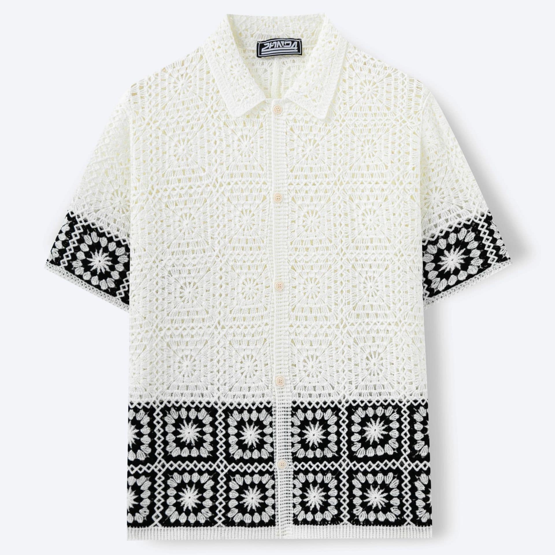 fc7b4b7d-52cf-4f2f-8be7-5b7c283d375b.jpg Mens Short-Sleeve Water-Soluble Hollow-Out Knit Top - Image 5