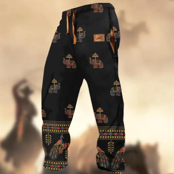 30f3f5f3-deee-4481-b72d-6daec80e04fe.jpg Technology Printing Trousers Elastic Closed Rope Straight-leg Trousers - Image 5