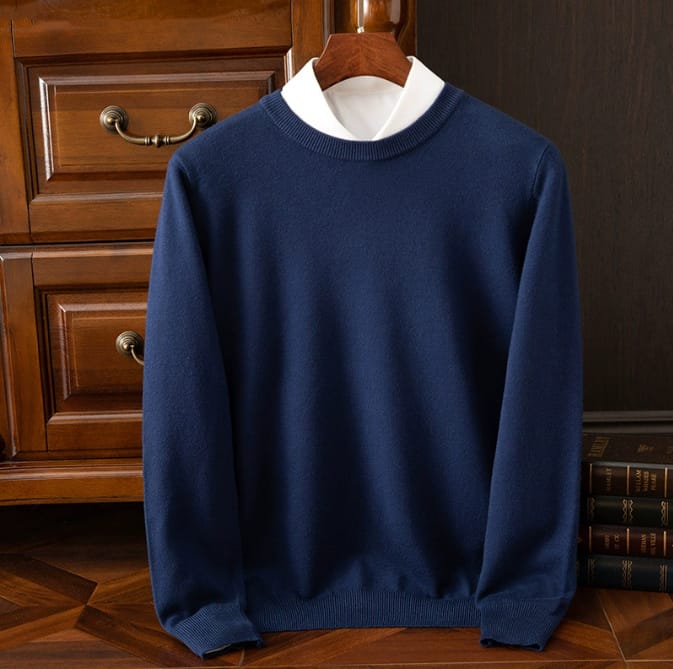 dc178c3b-ca04-4c4e-beec-30242c4e58ff.jpg Round Neck Pullover Bottoming Shirt Casual Business Loose Long Sleeve Sweater - Image 3