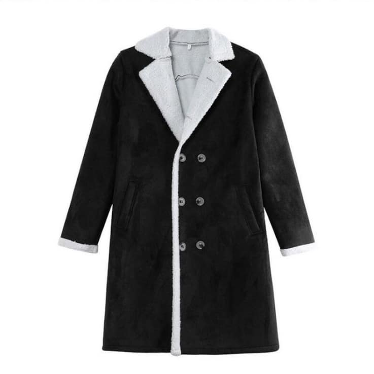 855303922343.jpg Men's Warm Coat Solid Color Long Sleeve Trench Jackets. - Image 2