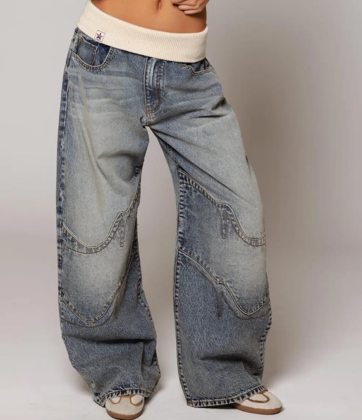 07d49ef9-daca-4504-828d-b77681f4dd07.jpg American Retro Street Washed Distressed Blue Jeans - Image 2