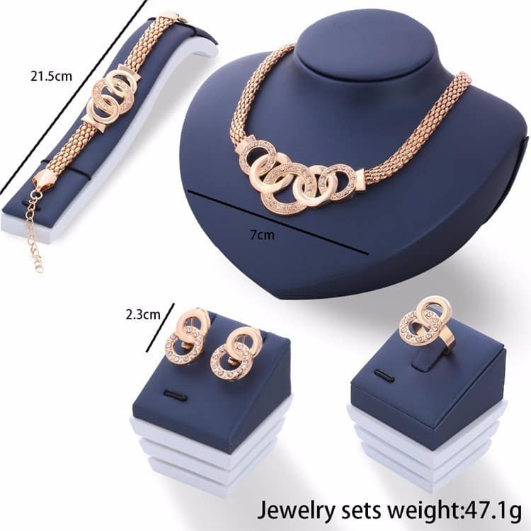6170b325-6262-4351-a390-09aef56bc516.jpg Retro Exaggerated Five-ring Jewelry Necklace Ear Stud Bracelet Ring Suit - Image 4