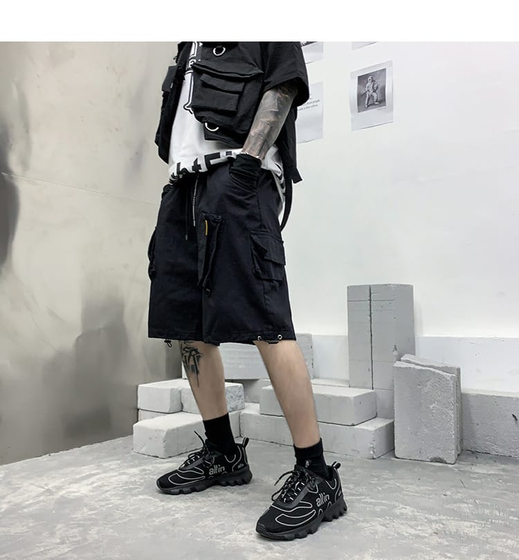 1aff0705-c8ac-4c10-a5df-a922cc3b8578.jpg Men Fashion Brands Fried Street Embroidery Fifth Pants Drawstring Multi-bag Loose Casual Shorts - Image 5