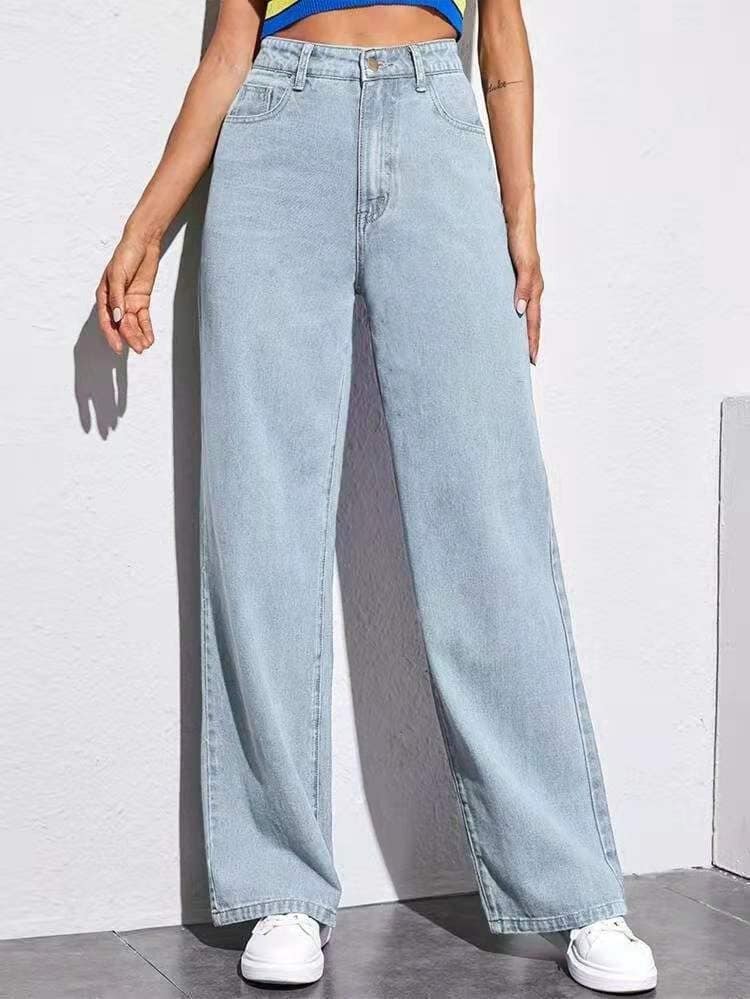 5cafa660-4433-48aa-95b2-092affd7bf8d.jpg High Waist Wide Leg Jeans Slim Mop Straight Retro Hanging - Image 6