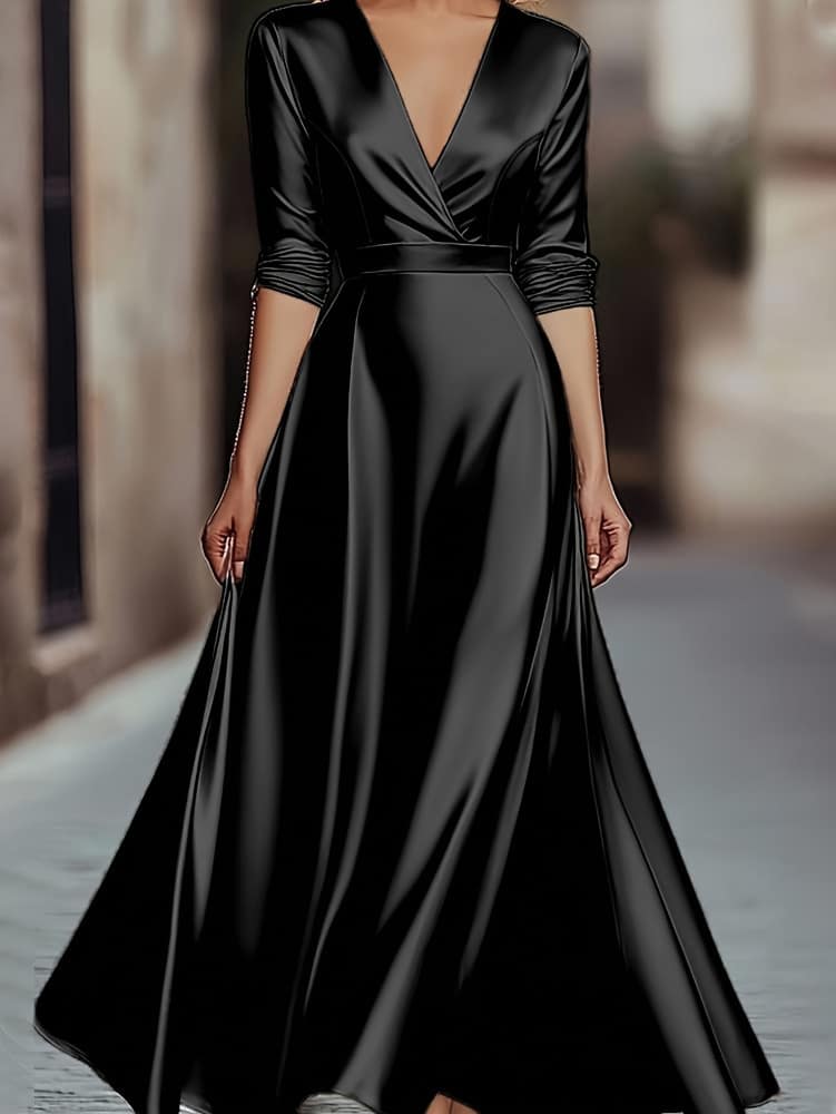 429eea43-38fe-4d89-9bea-5fd70ee73535.jpg French-style Elegant Subtly Luxurious V-neck Dress With A Premium Feel - Image 4
