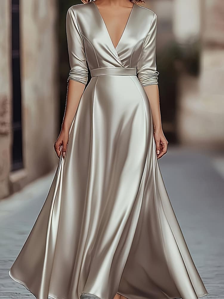 4355a186-eb55-4920-8f09-00ccc487b4cc.jpg French-style Elegant Subtly Luxurious V-neck Dress With A Premium Feel - Image 7