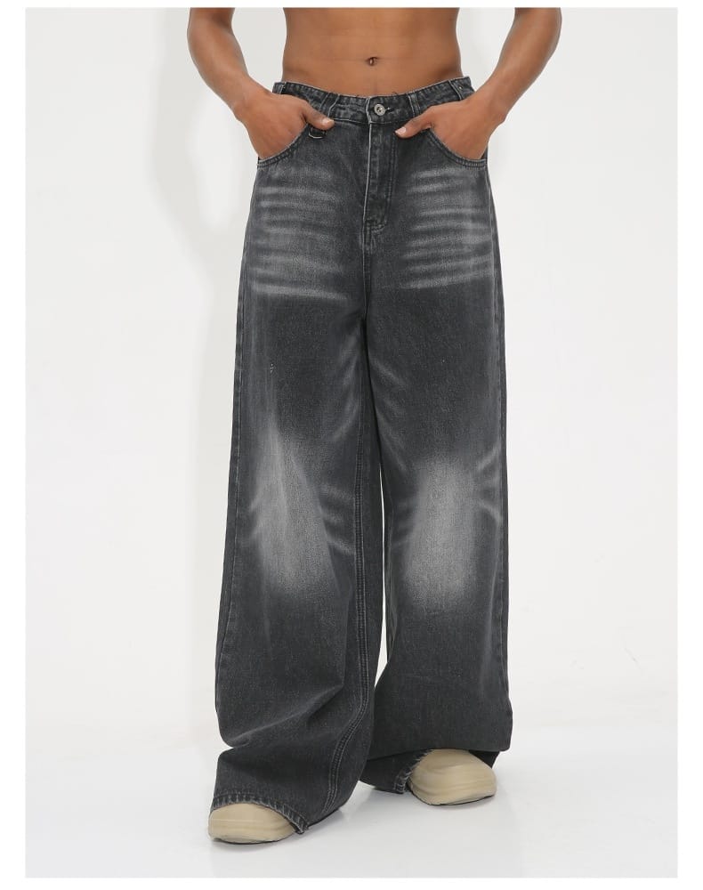 73f4f74a-7b1a-4751-8145-4be4470722ab.jpg Washed Vintage Straight Wide-leg Pants Mopping Floor Denim - Image 4