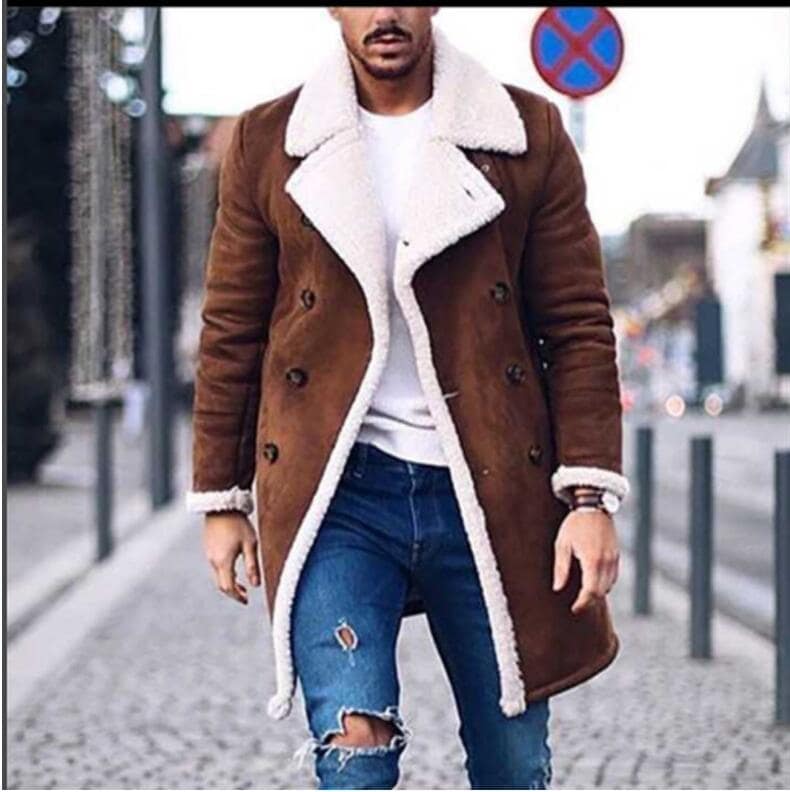 1028136395328.jpg Men's Warm Coat Solid Color Long Sleeve Trench Jackets. - Image 6