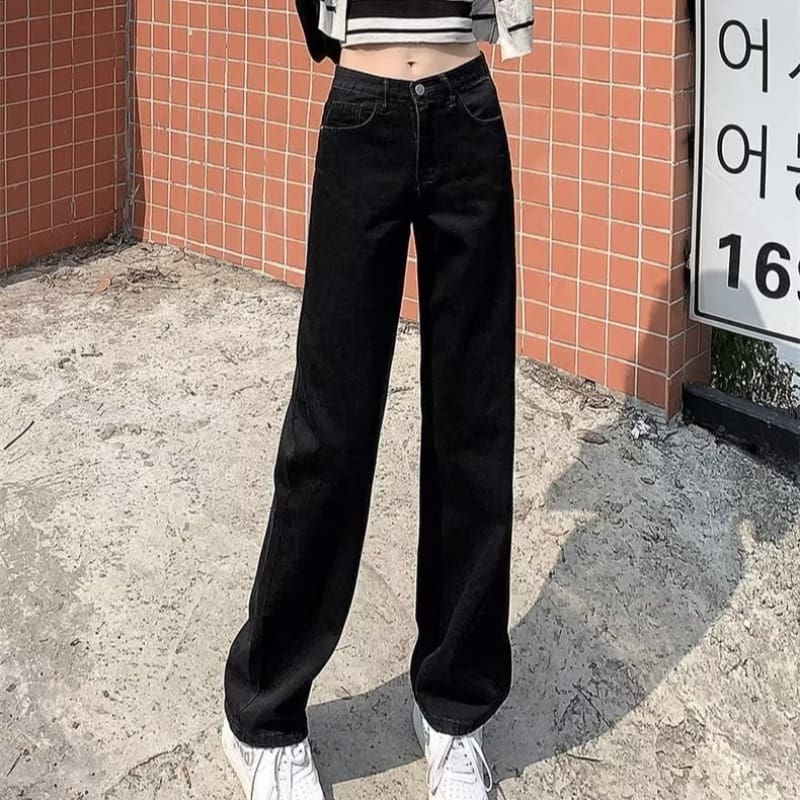 03a46933-493a-48b5-93f6-0f0481a603ee.jpg High Waist Wide Leg Jeans Slim Mop Straight Retro Hanging - Image 8