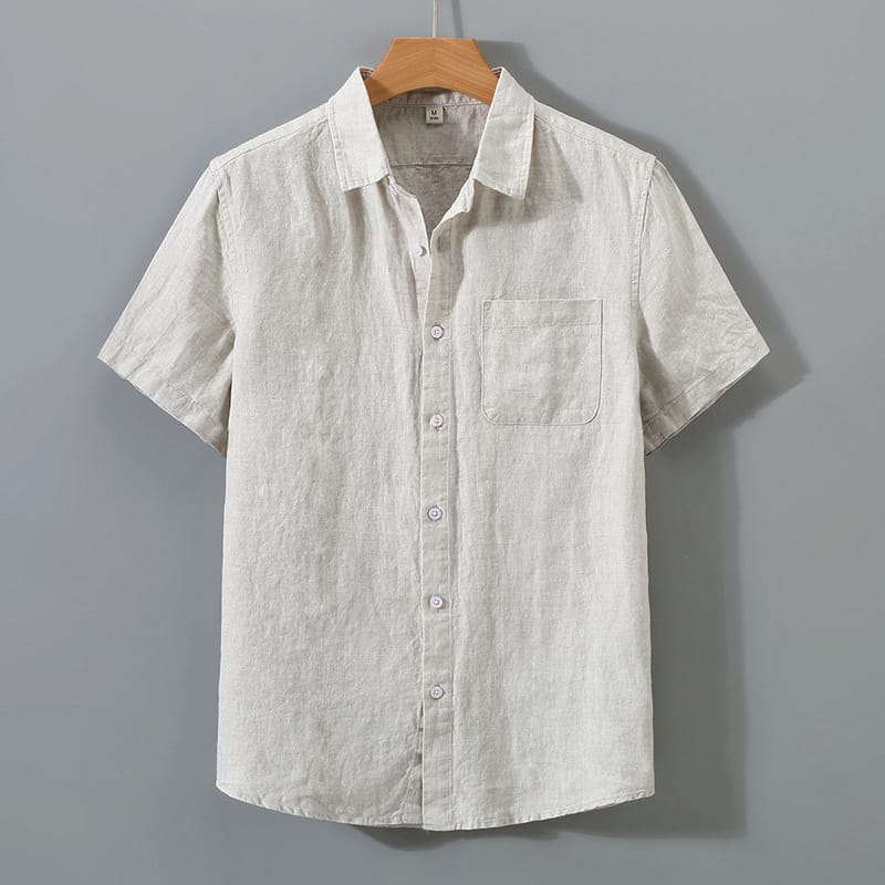 0c53bb45-8f1d-4270-b927-024cb60c133b.jpg Mens Pure Linen Short Sleeve Shirt - Image 5