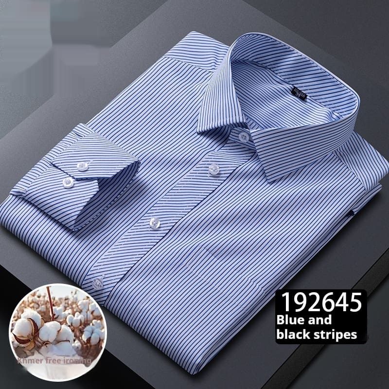 161529c7-170d-4dfa-b06d-de50f289434b_fine.jpeg Men's Long-sleeved Plaid Middle-aged Business Square Collar Shirt - Image 3