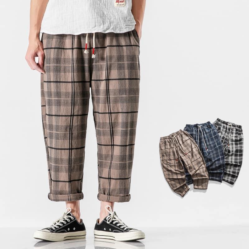 1618796493792.jpg Linen plaid casual pants - Image 8