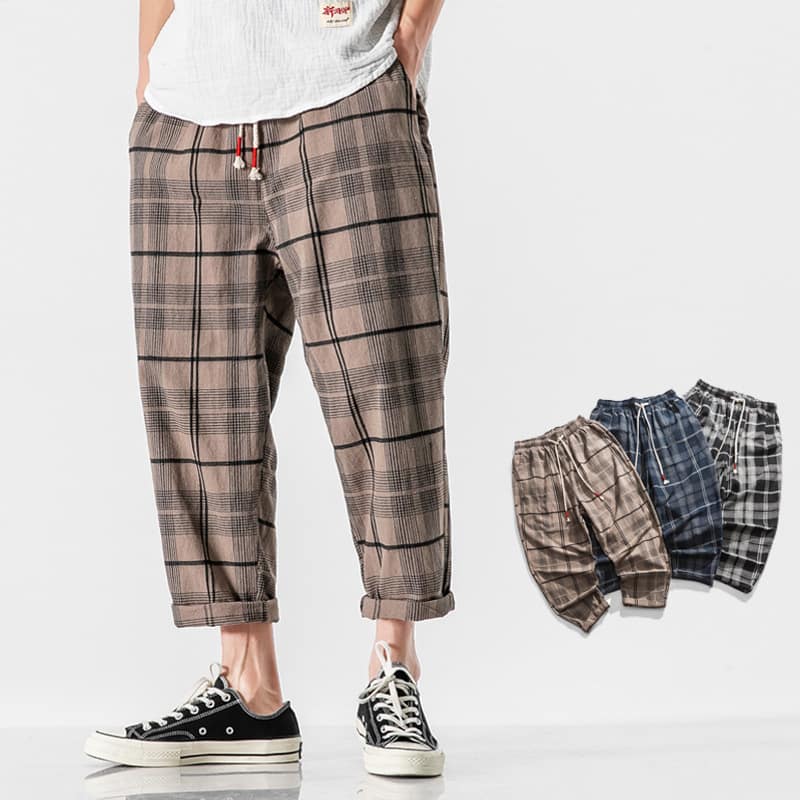 1618796493793.jpg Linen plaid casual pants - Image 6
