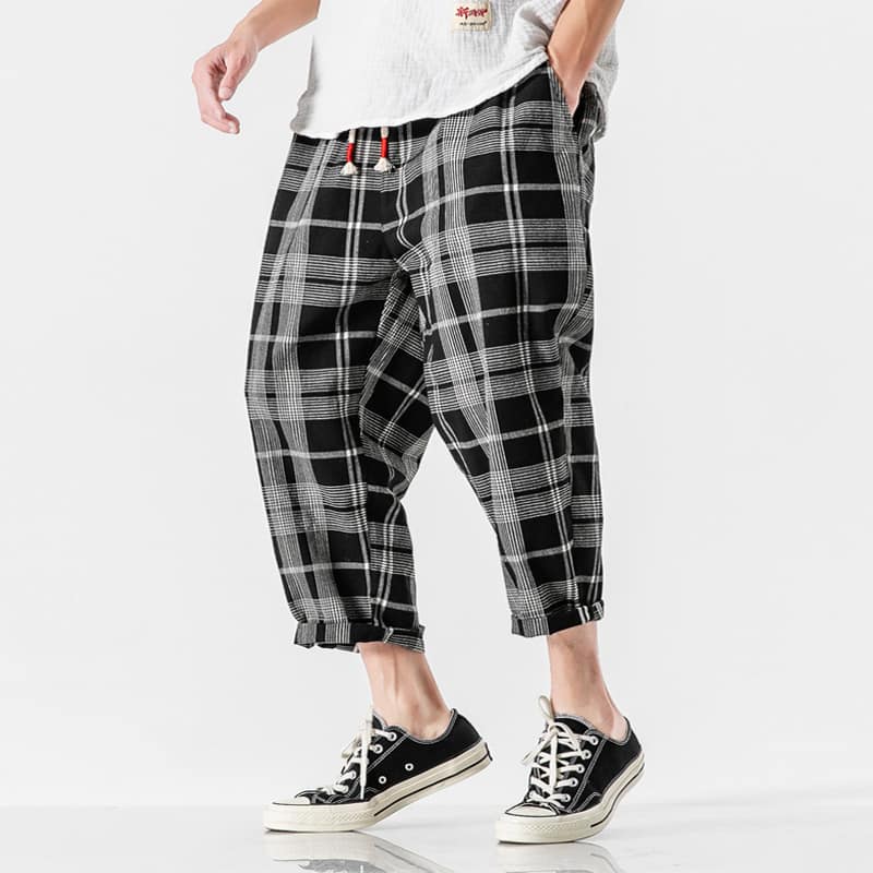 1618796499620.jpg Linen plaid casual pants - Image 3