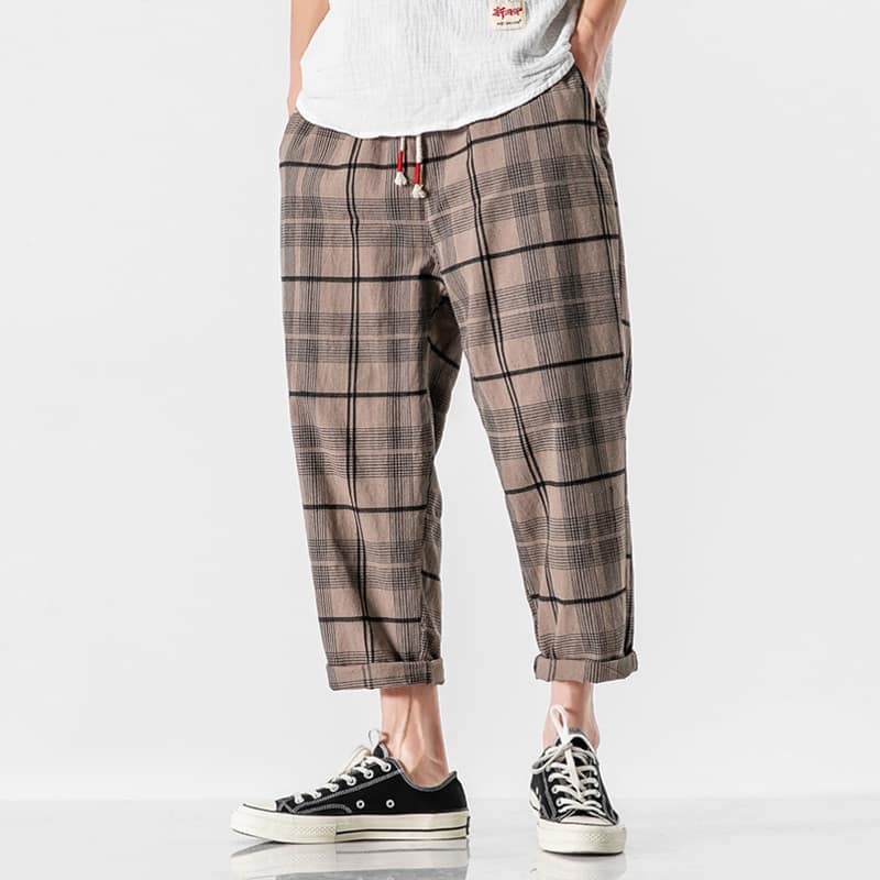 1618796499622.jpg Linen plaid casual pants - Image 7