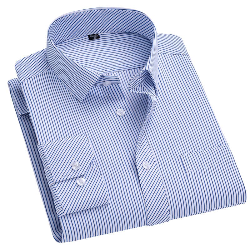 1caa51b8-150f-43a7-a5ec-c20c979cc7b3.jpg Men's Long-sleeved Plaid Middle-aged Business Square Collar Shirt - Image 2