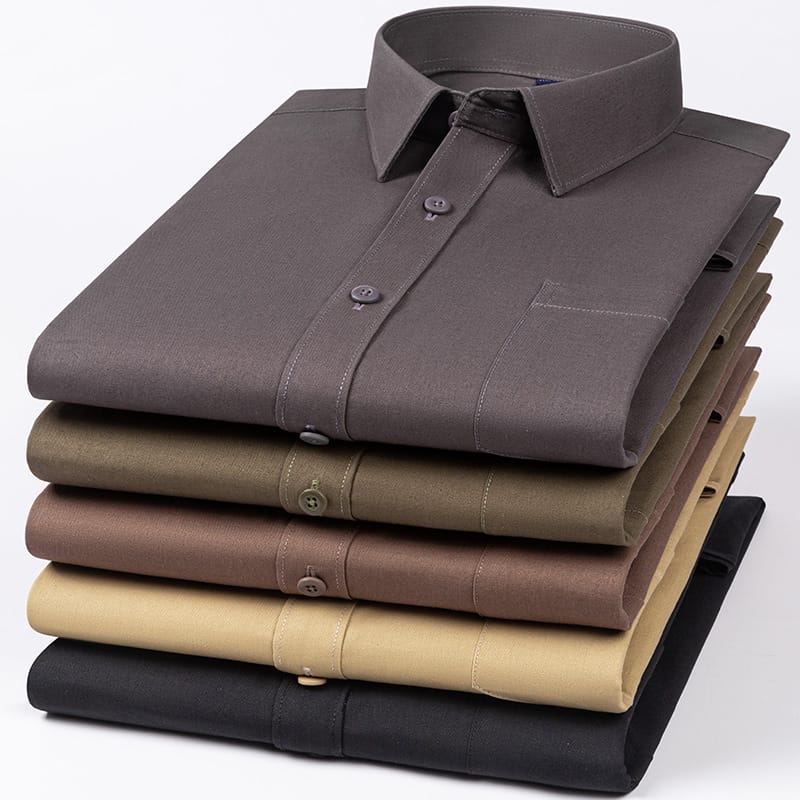 1dbd1fae-4285-43b8-a405-45ff43743d71.jpg Spring Mens Khaki Cotton Long-sleeve Shirt - Image 3