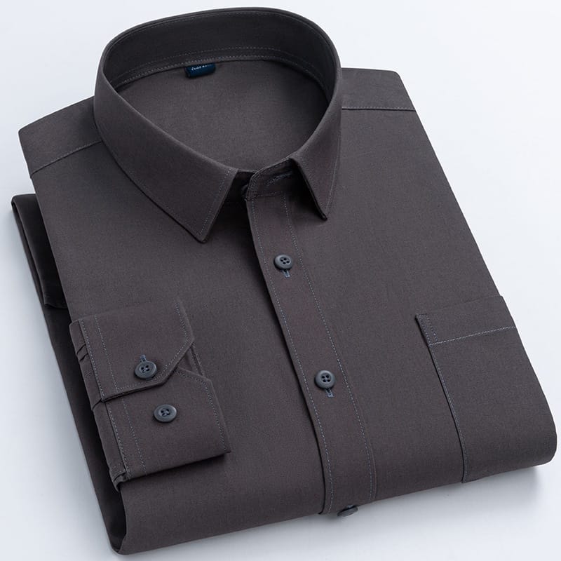 271aebee-795d-4731-88e2-aba330a30602.jpg Spring Mens Khaki Cotton Long-sleeve Shirt - Image 6