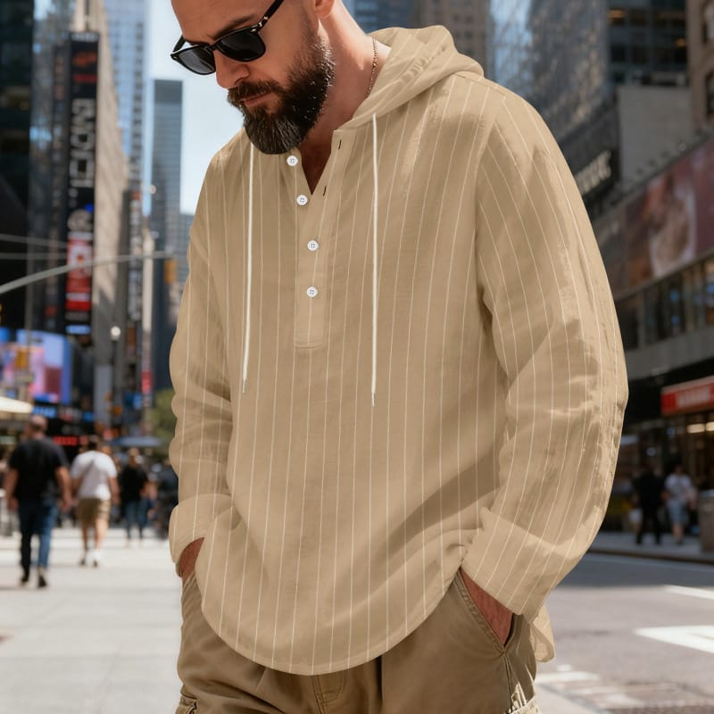 3f0b8ddf-4a8a-4f1c-9ffb-d1bf074b8dfe.jpg Mens Loose-Fit Plus-Size Casual Linen Striped Hooded Shirt - Image 8