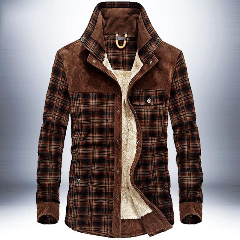 Thicken Warm Fleece Coats Pure Cotton Plaid Jacket Military Clothes.
