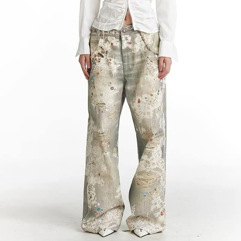 Street Fashion Niche Ripped Straight-leg Pants For Men