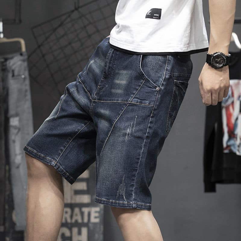 4c76c720-4524-4915-ae26-1635a9d03199.jpg Thin Stretch Fat Five-point Denim Shorts Men - Image 2
